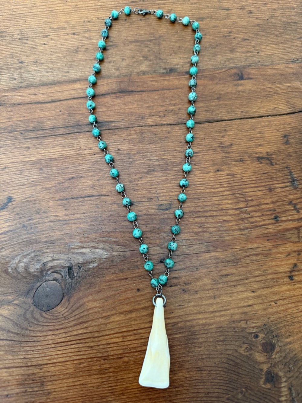 Handmade Buffalo Tooth Beaded Necklace